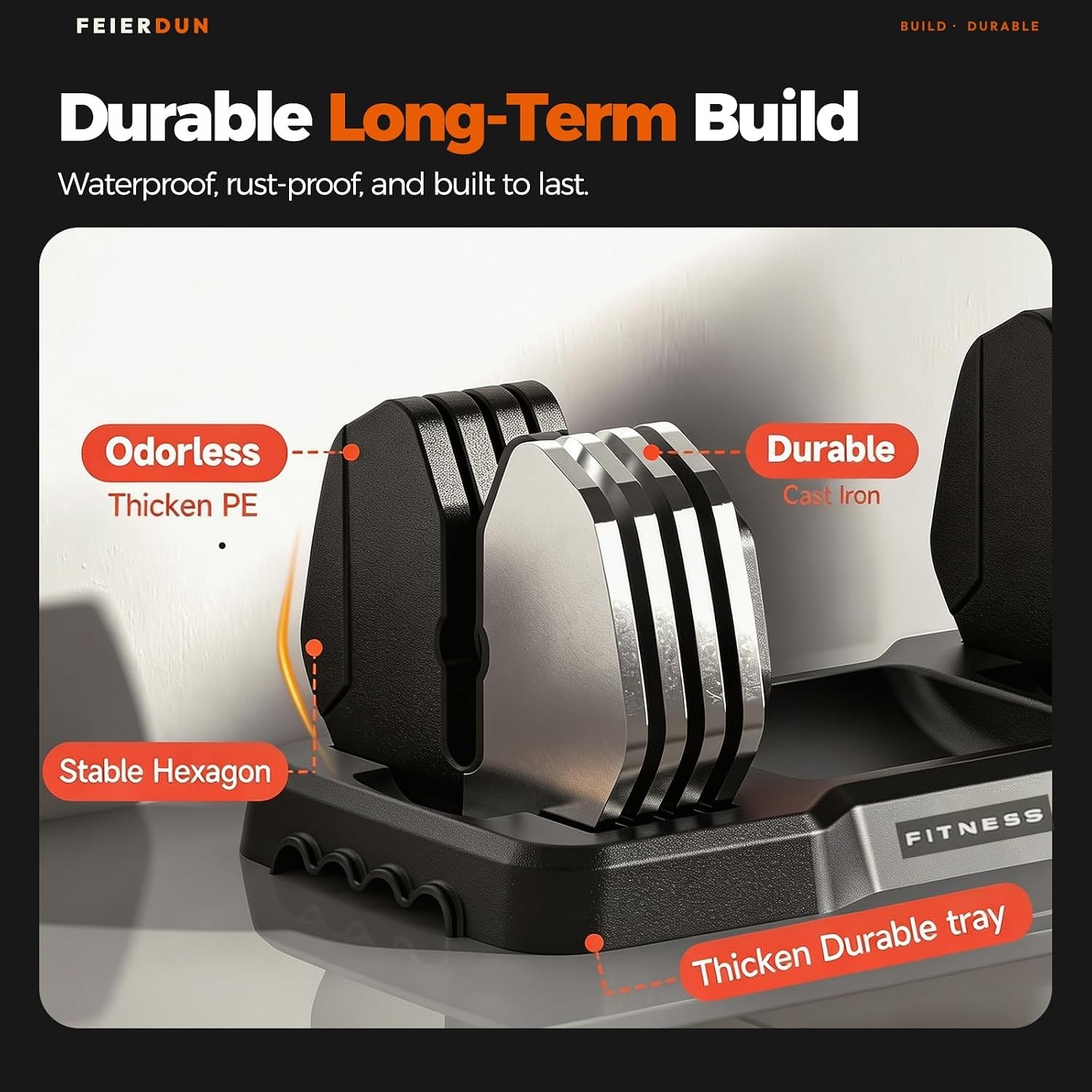 image:imageFEIERDUN Adjustable Dumbbell Set Weight Set for Home Gym 510in1 Free Weight Adjustable Dumbbells Single Hand Twist Adjust with NonSlip Handles 90 Space Saving Strength Training for both MenampWomen5 Weight Settings 55 LBPair 110 LB Total