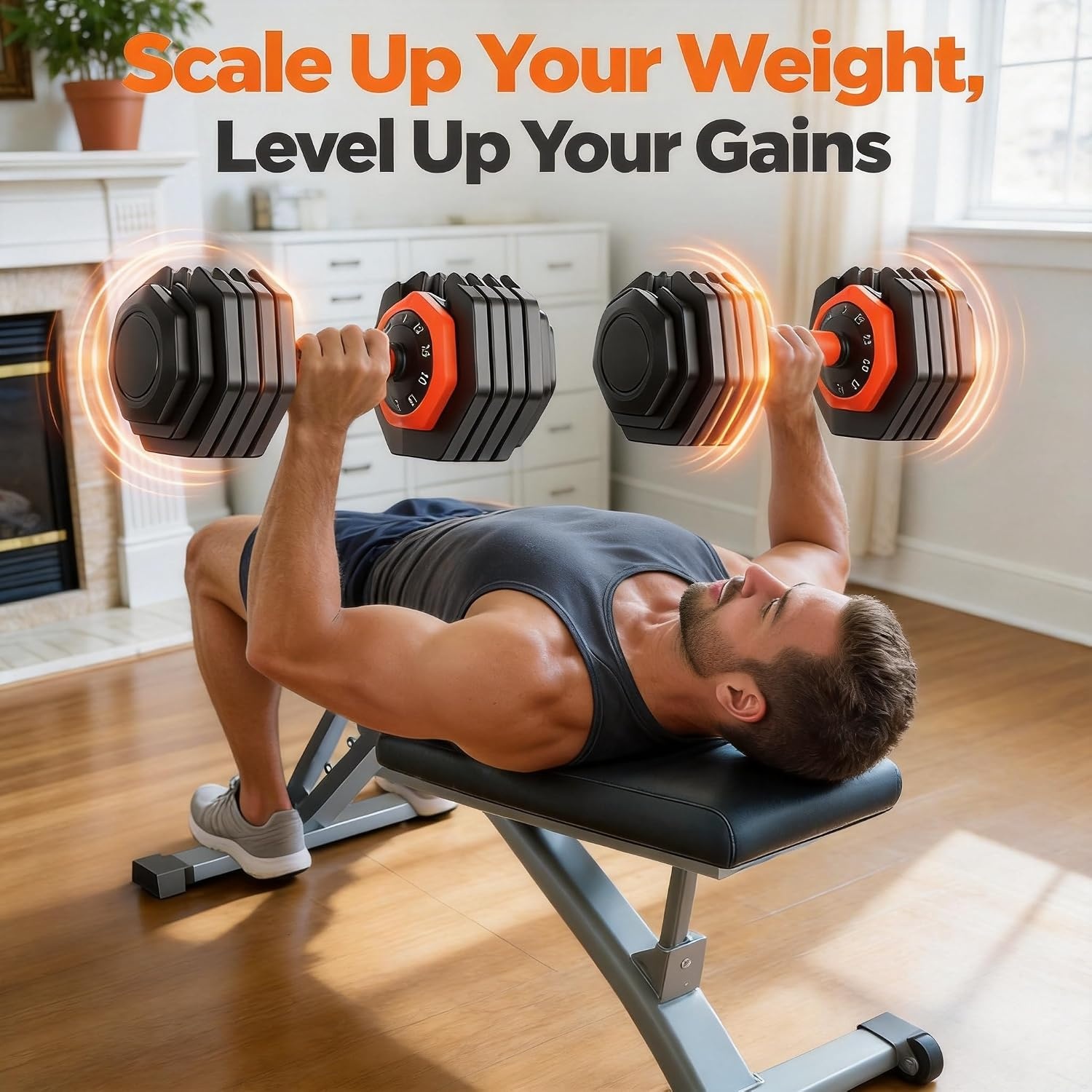 image:imageFEIERDUN Adjustable Dumbbell Set Weight Set for Home Gym 510in1 Free Weight Adjustable Dumbbells Single Hand Twist Adjust with NonSlip Handles 90 Space Saving Strength Training for both MenampWomen10 Weight Settings 55 LBPair 110 LB Total