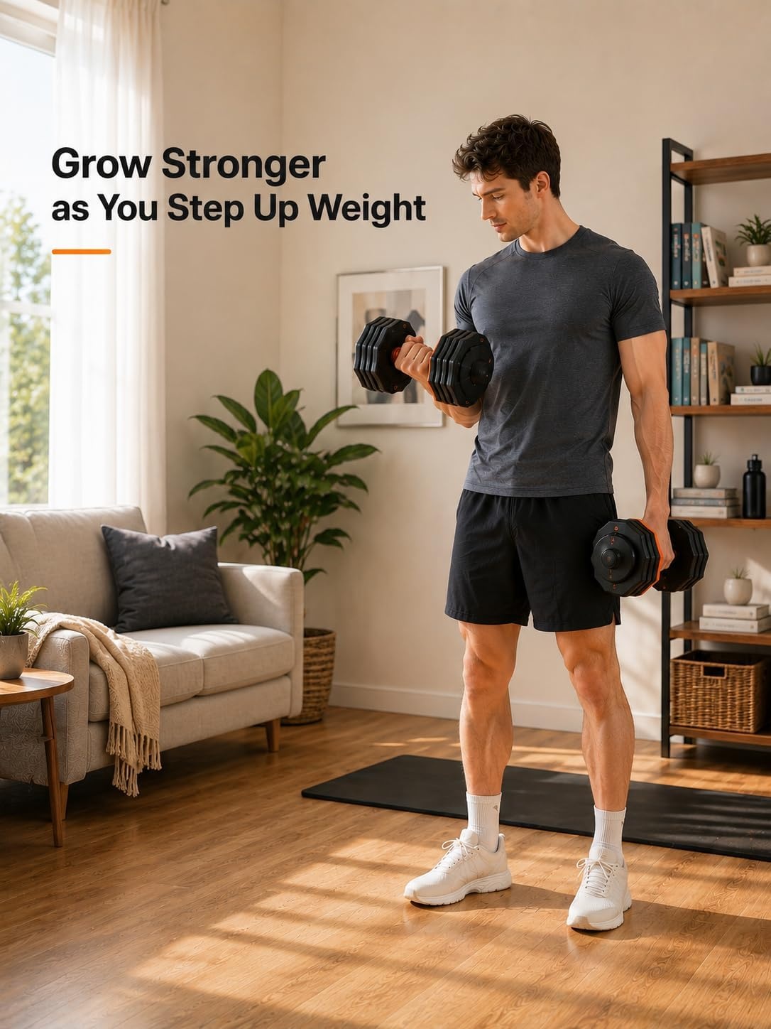 image:imageFEIERDUN Adjustable Dumbbell Set Weight Set for Home Gym 510in1 Free Weight Adjustable Dumbbells Single Hand Twist Adjust with NonSlip Handles 90 Space Saving Strength Training for both MenampWomen10 Weight Settings 55 LBPair 110 LB Total
